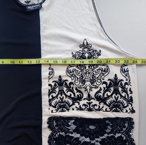 LEE ANDERSEN Lace Color-Block Dress XL Jersey Knit A-Line Sleeveless Shift - Picture 11 of 16